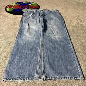 BLUE ACID WASHED URBAN PIPELINE LOOSE STRAIGHT FIT JEANS